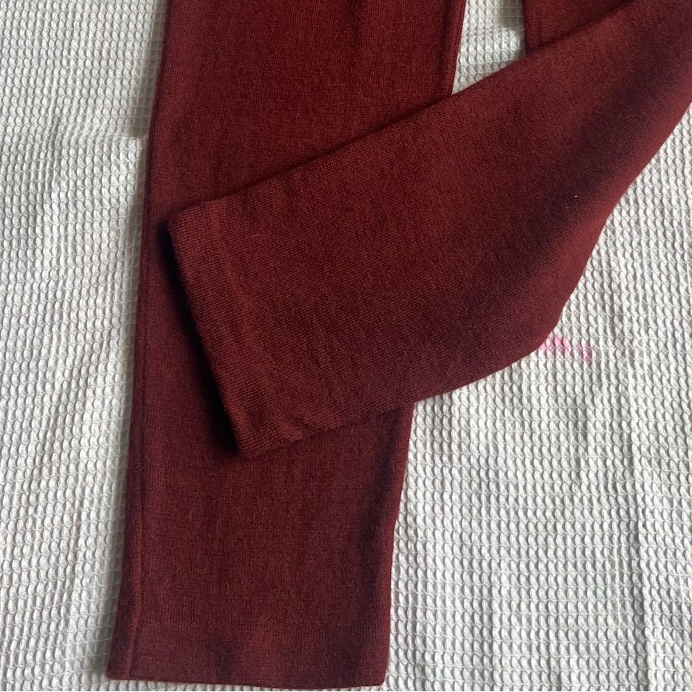 Peruvian Connection Burgundy Straight Leg Wool Blend High Waist Knit Pants M - Picture 8 of 9